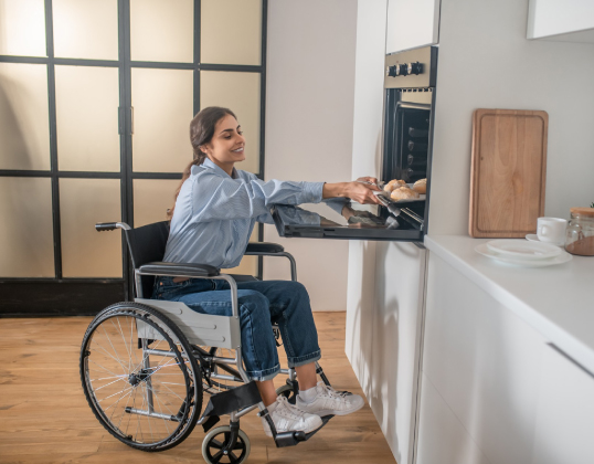 Assistive products being set up in a participant's kitchen
